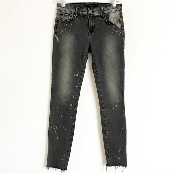 J BRAND Outsider Skinny Crop Gray Distressed Jeans size 27 - Picture 1 of 15